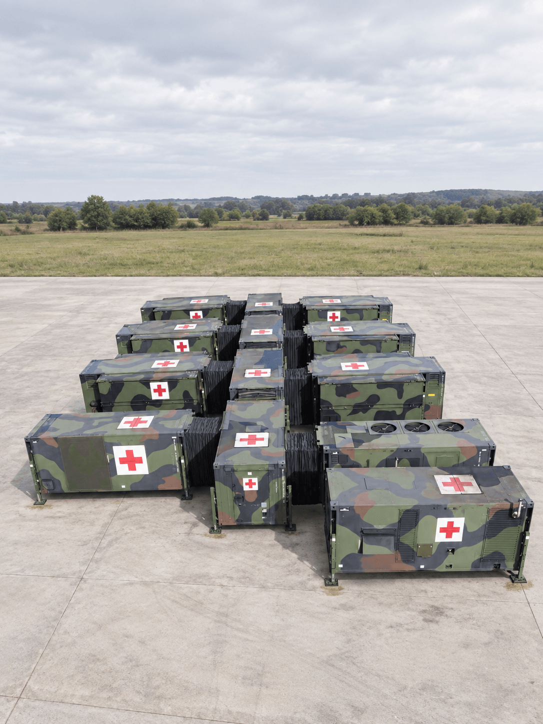 Visualization of a containerized field hospital layout