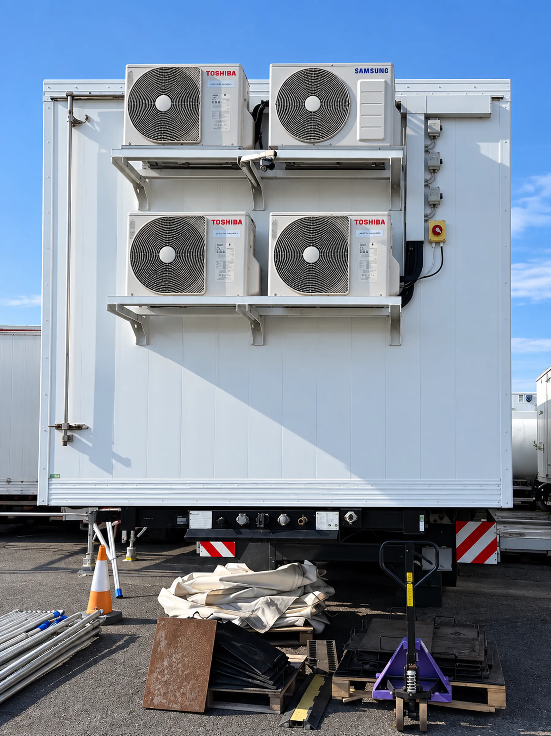 End elevation of a Quad outpatient trailer with four climate units