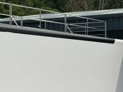 Expandable trailer side elevation and optional roof railings