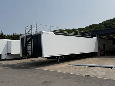 Expandable trailer full exterior in the yard